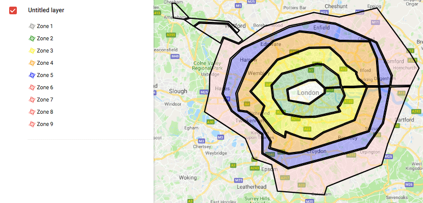 London Transport Zone Map