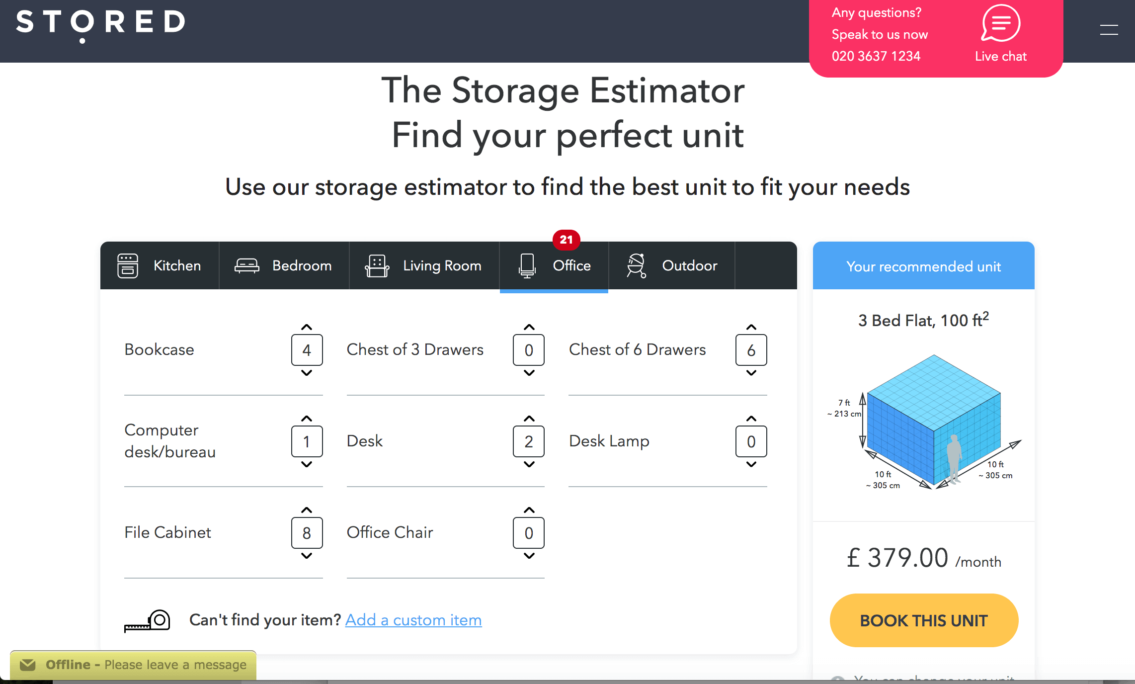 Long-term storage for business purposes storage cost calculation. Illustration.
