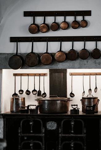 Hanged Pots on the Wall.