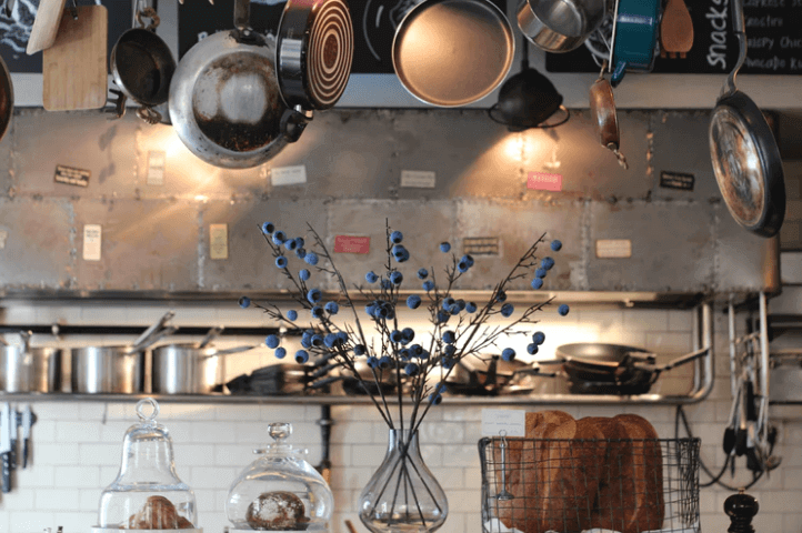 Pans and Pots Above Kitchen.