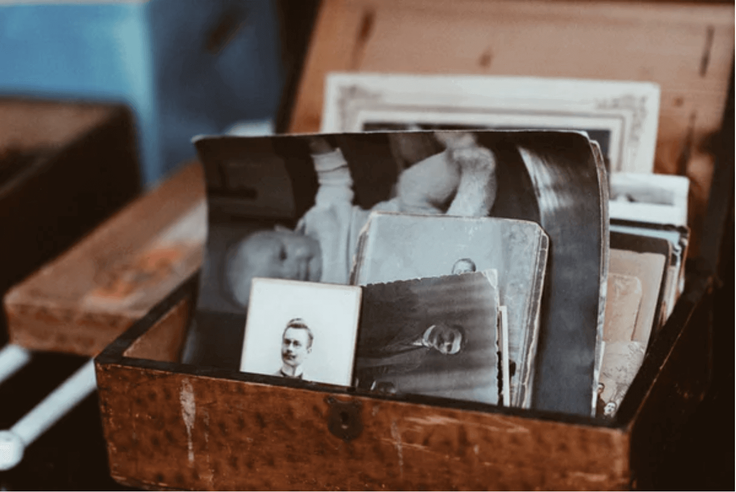 Old photos in a box.